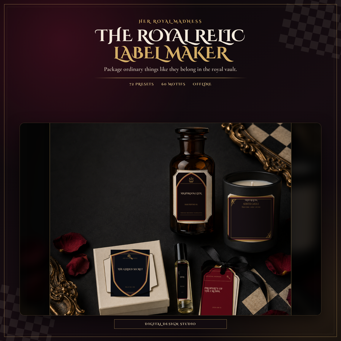 The Royal Relic Label Maker — Gothic Product Label & Hang Tag Studio