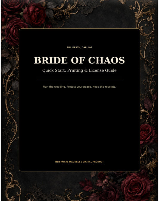 60-Page Gothic Wedding Planner: Printable and Fillable PDFs, Editable PowerPoint, Excel Dashboard