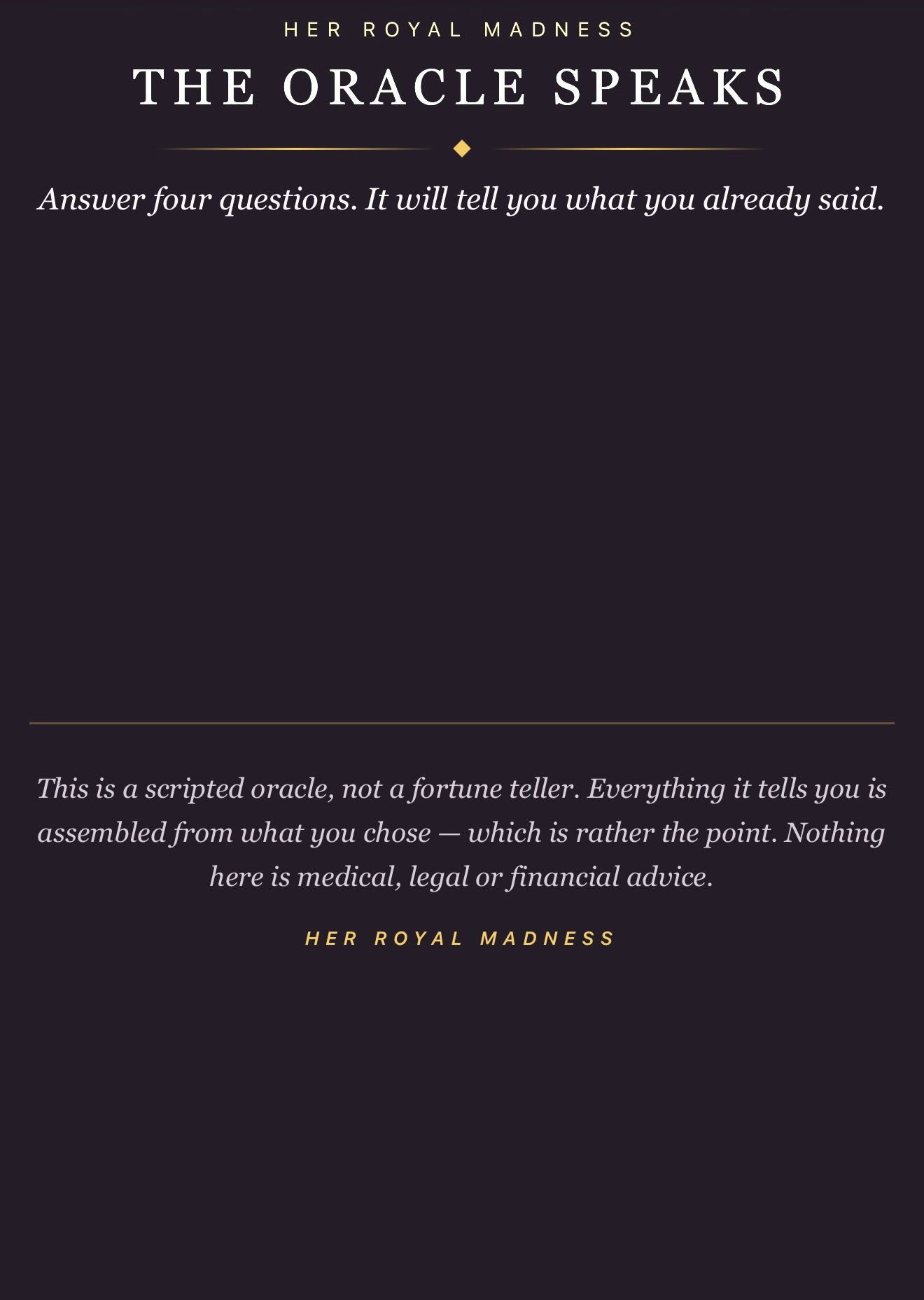The Oracle Speaks — A Reading in Four Questions app