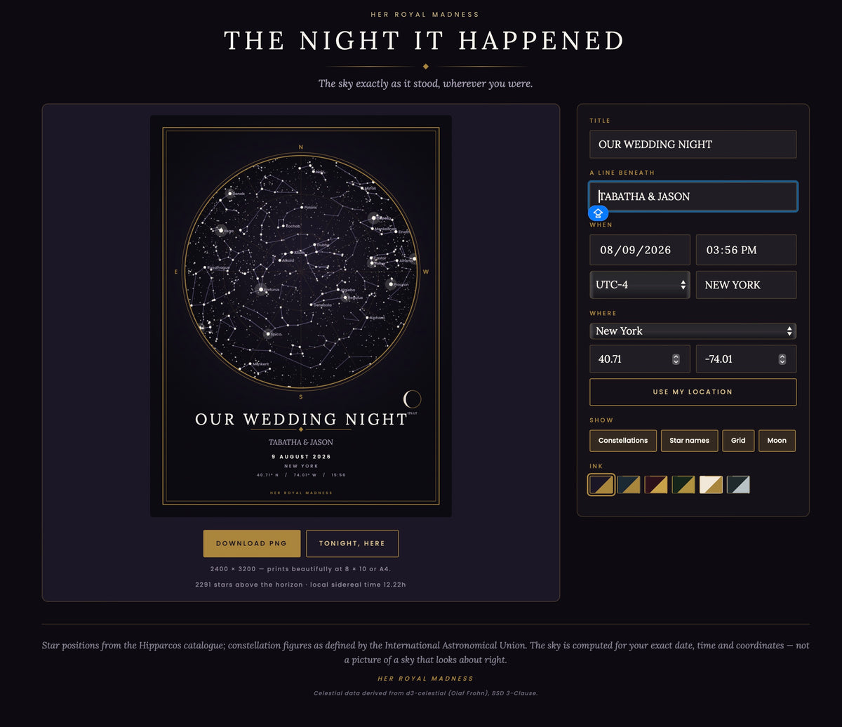 The Night It Happened — Make Your Own Star Map
