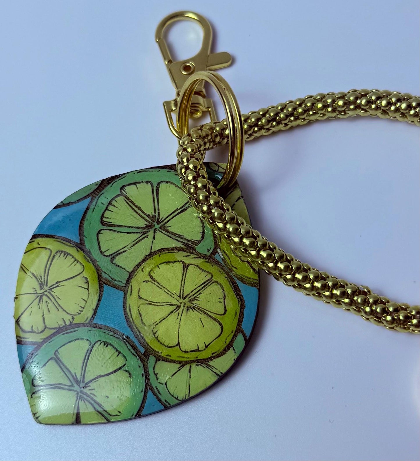 Lime Slice Bag Charm: Acrylic Purse Accessory with "Happy Vibes" Pendant