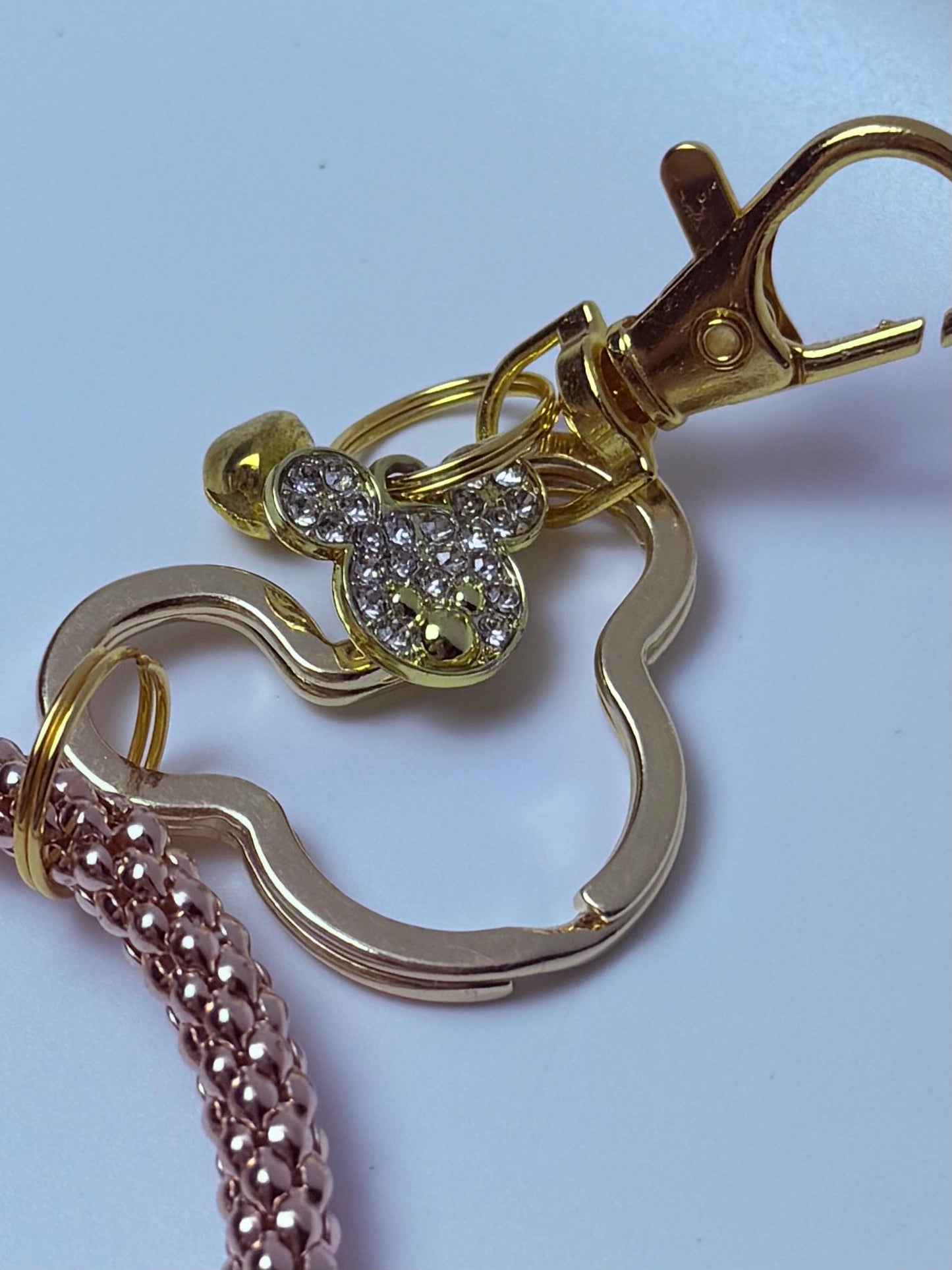 Rose Gold Minnie Maus Taschenanhänger: Kristall Micky Maus Schlüsselanhänger mit Handschlaufe