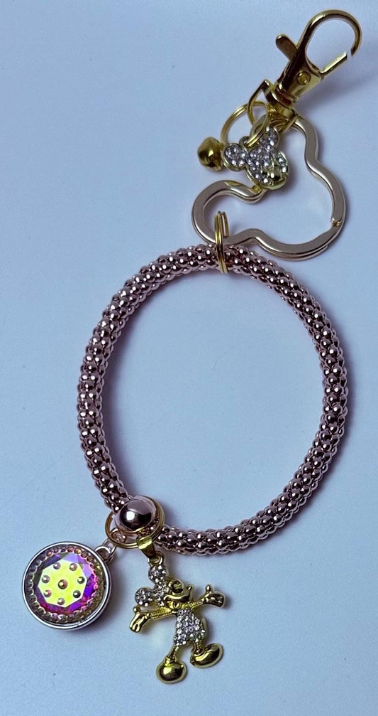Rose Gold Minnie Maus Taschenanhänger: Kristall Micky Maus Schlüsselanhänger mit Handschlaufe