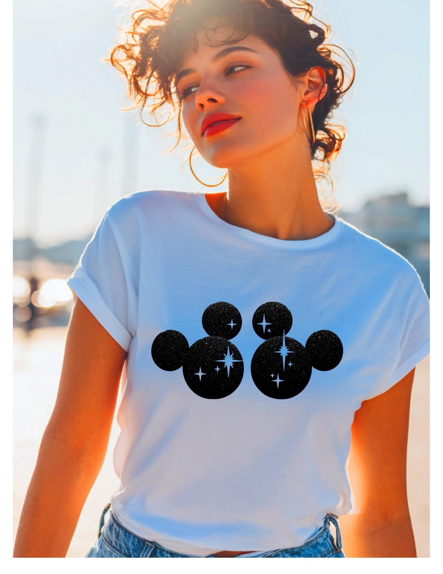 Disney Inspiriertes Glitzer-Micky SVG PNG | Magische Mausohren-Cluster-Schnittdatei | Familienreise Cricut & Silhouette Design Download
