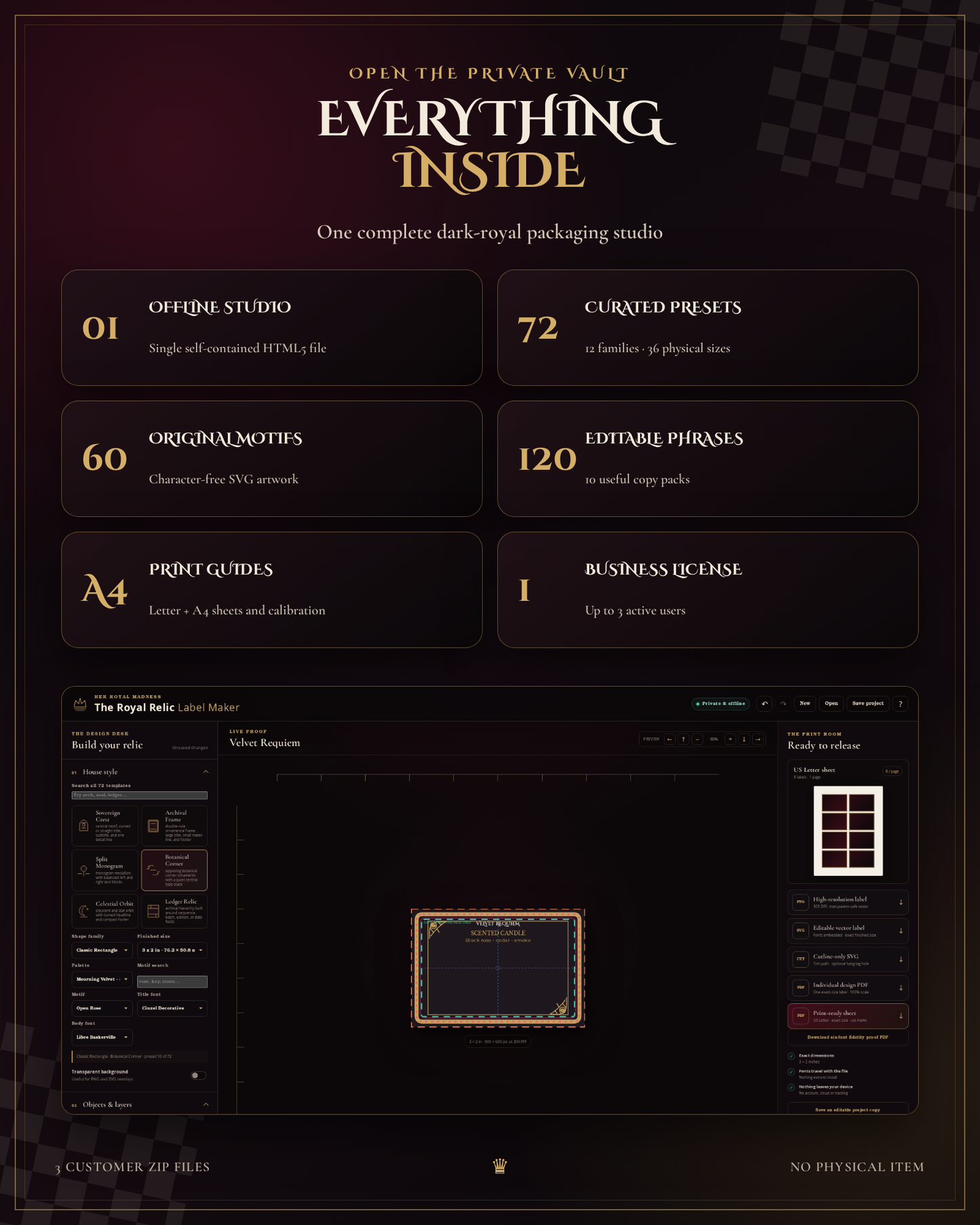 The Royal Relic Label Maker — Gothic Product Label & Hang Tag Studio