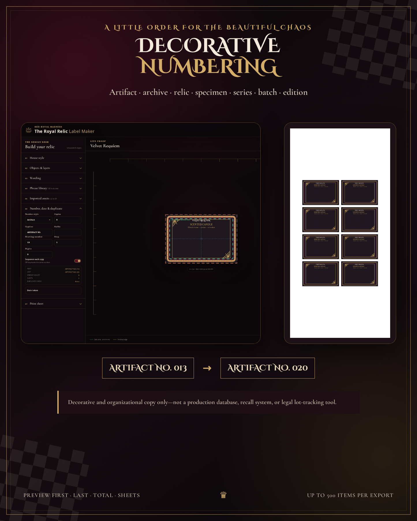 The Royal Relic Label Maker — Gothic Product Label & Hang Tag Studio