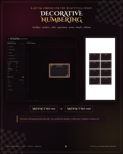 The Royal Relic Label Maker — Gothic Product Label & Hang Tag Studio