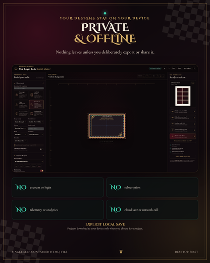 The Royal Relic Label Maker — Gothic Product Label & Hang Tag Studio