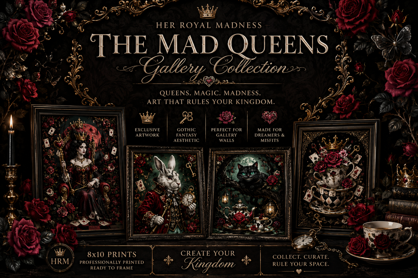 The Mad Queen’s Gallery Collection™ – Royal Collection (Set of 4 Gothic Fantasy Art Prints)
