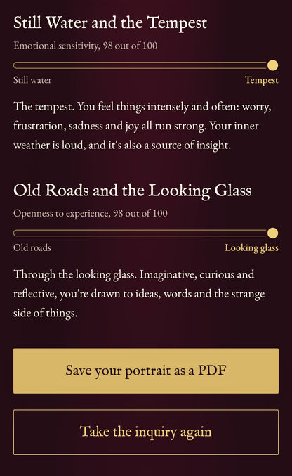 The Looking Glass Inquiry – Interactive Personality Test | Big Five Soul Portrait