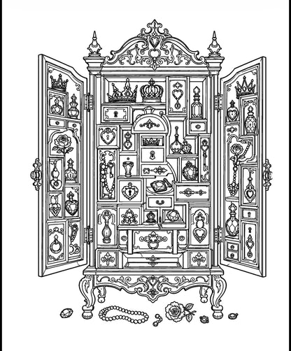 The Mad Queen’s Treasury | Gothic Fantasy Adult Printable Coloring Book