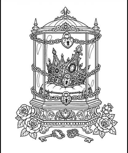 The Mad Queen’s Treasury | Gothic Fantasy Adult Printable Coloring Book