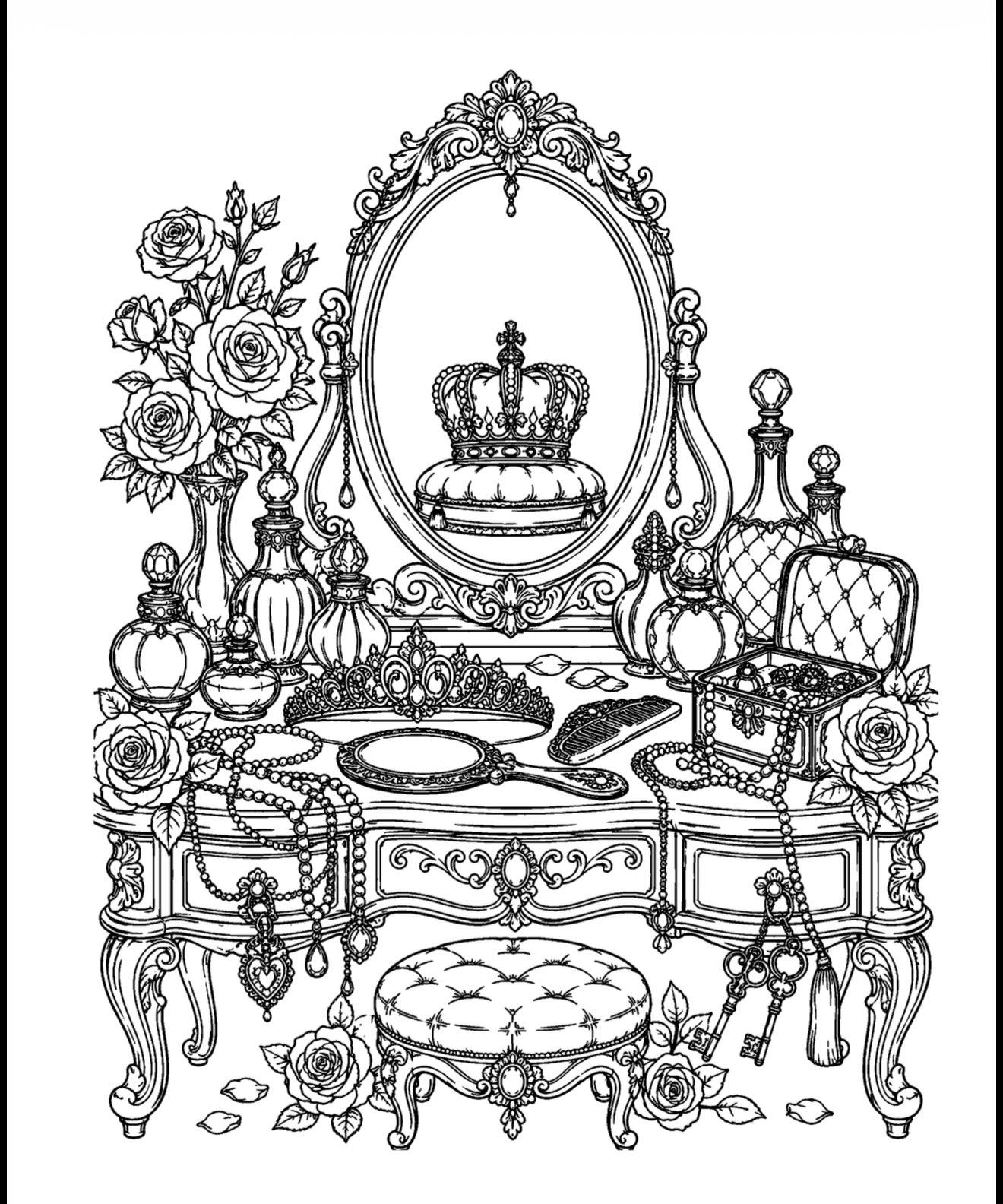 The Mad Queen’s Treasury | Gothic Fantasy Adult Printable Coloring Book