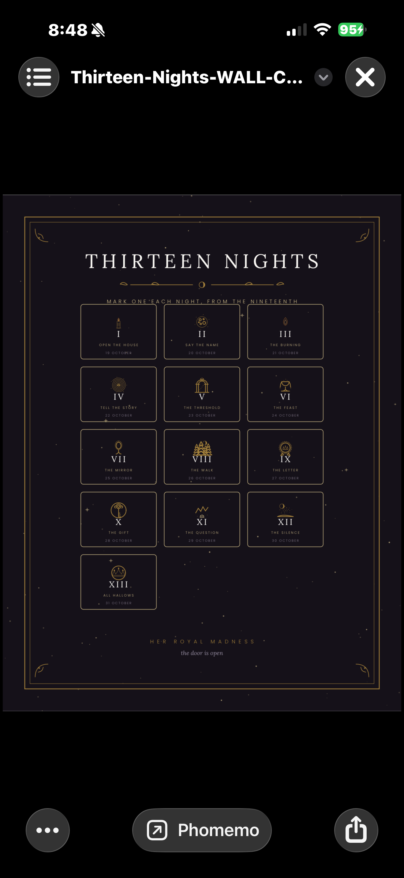 Thirteen Nights — The Companion App / Bundles with the Printable Card deck