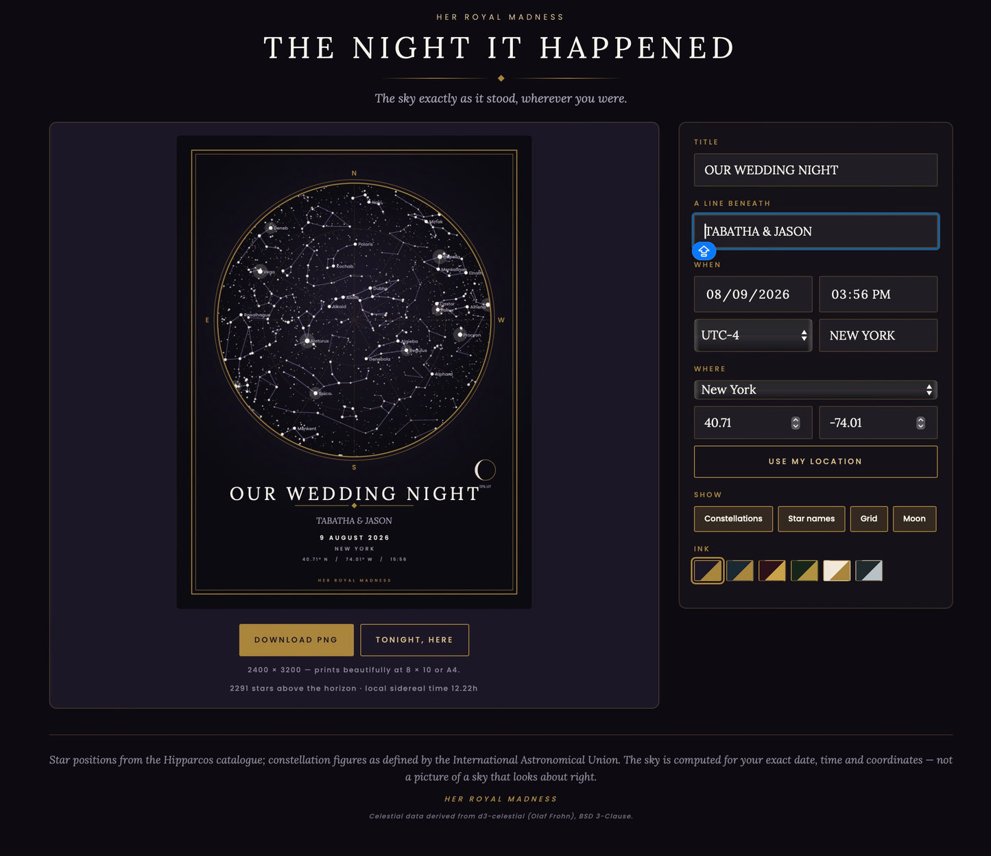 The Night It Happened — Make Your Own Star Map