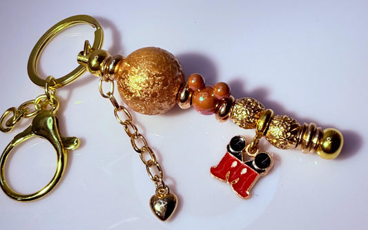 Gold Mickey Maus Perlen-Schlüsselanhänger: Disney-inspirierter Taschenanhänger