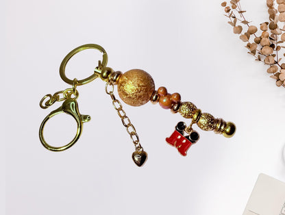 Gold Mickey Maus Perlen-Schlüsselanhänger: Disney-inspirierter Taschenanhänger