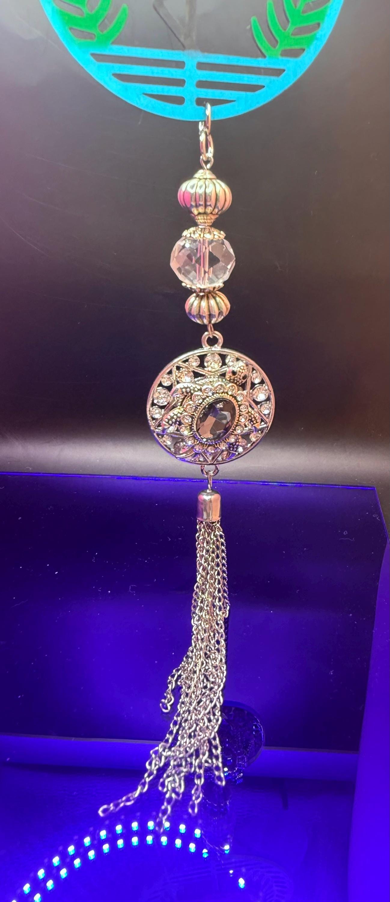 Pink Flamingo Bag Charm: Crystal Bead, Rhinestone Pendant & Tassel