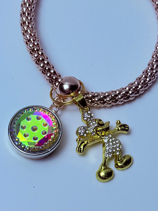 Rose Gold Minnie Maus Taschenanhänger: Kristall Micky Maus Schlüsselanhänger mit Handschlaufe