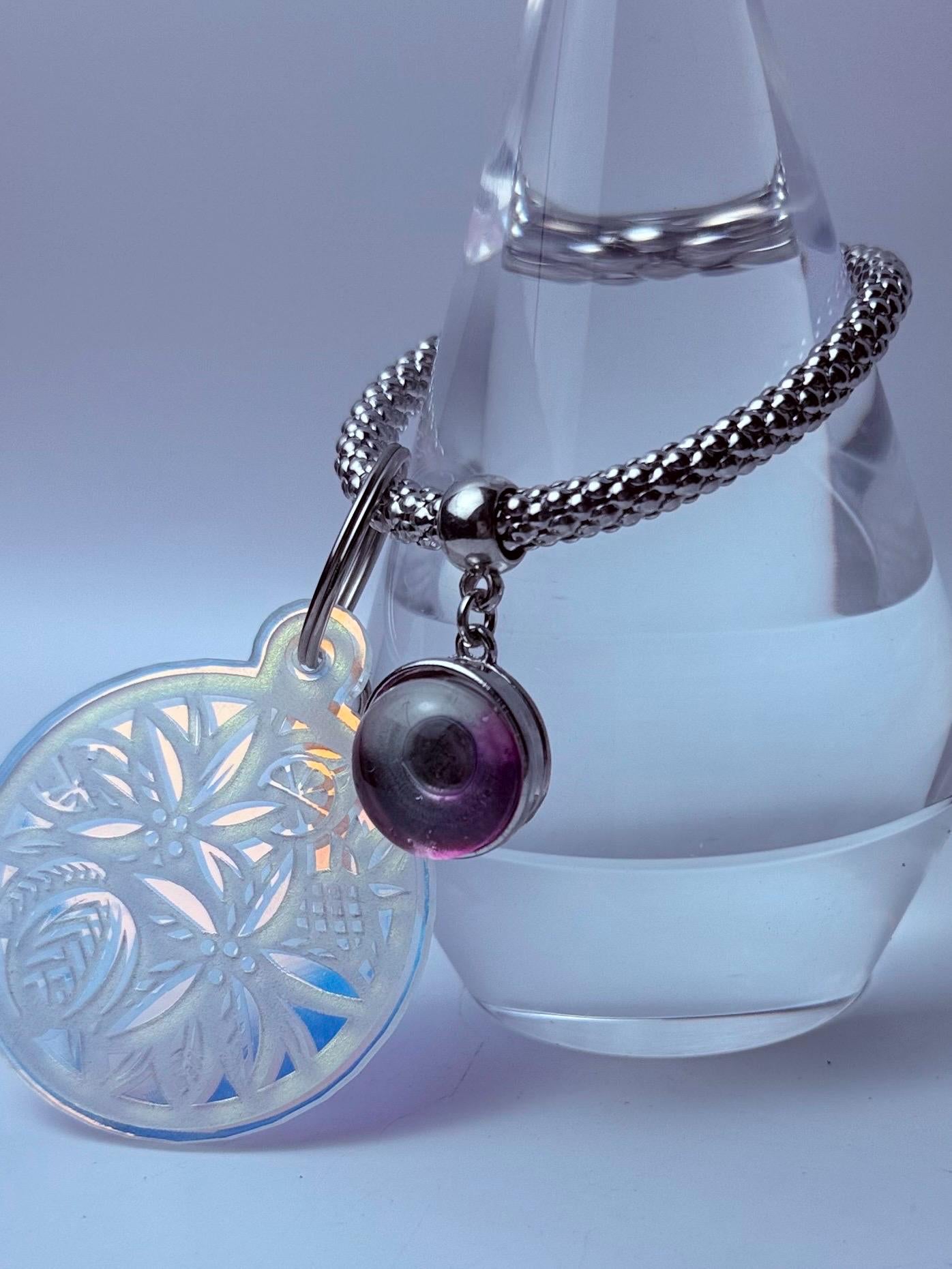 Irisierender Blumen-Mandala-Schlüsselanhänger: Holographischer Acryl-Taschenanhänger