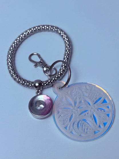 Irisierender Blumen-Mandala-Schlüsselanhänger: Holographischer Acryl-Taschenanhänger