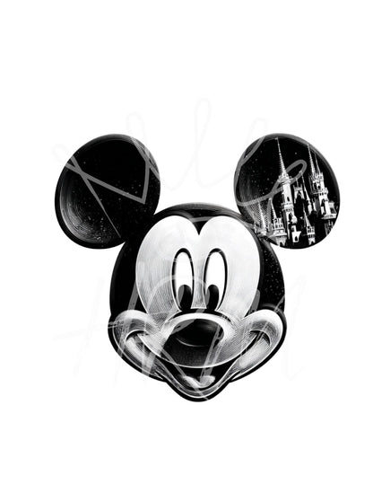 Disney inspiriertes Micky Maus Schloss SVG PNG | Maus Kopf Schneidedatei | Magisches Cricut Silhouette Design Download für T-Shirts, Taschen & Bastelarbeiten