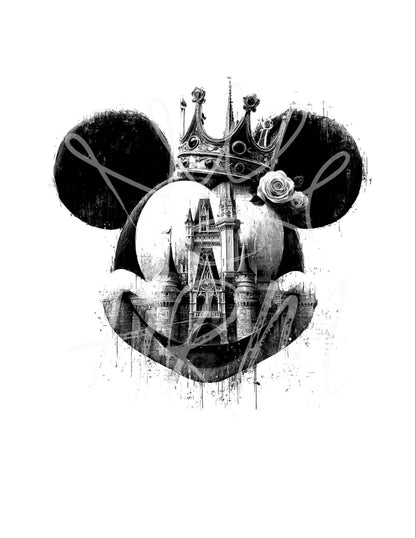 Von Disney inspirierte Krone Schloss Mickey SVG PNG | Königliche Maus Kopf Schnittdatei | Prinzessinnenschloss Cricut & Silhouette Design Download