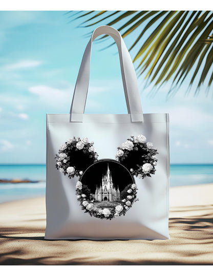 Disney Inspired Rose Castle Mickey SVG PNG | Floral Mouse Head Cut File | Magical Cricut & Silhouette Design for Shirts, Bags  Crafts