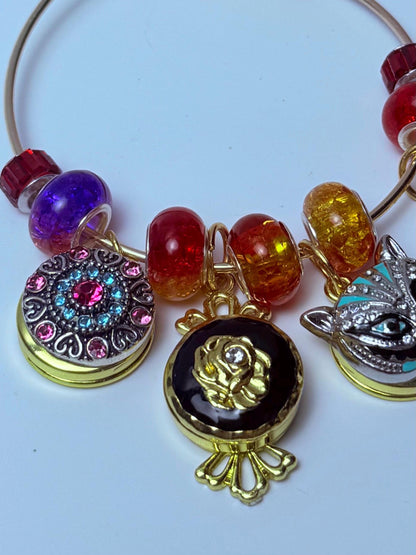 Alice im Wunderland Taschenanhänger: Grinsekatze, Rose, Edelstein-Mandala