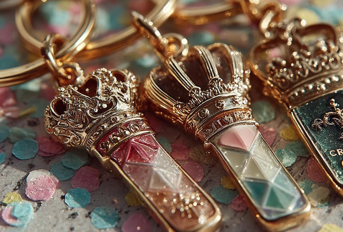 Royal Chaos  Keychain Box, Handmade Crowned Mess Charms