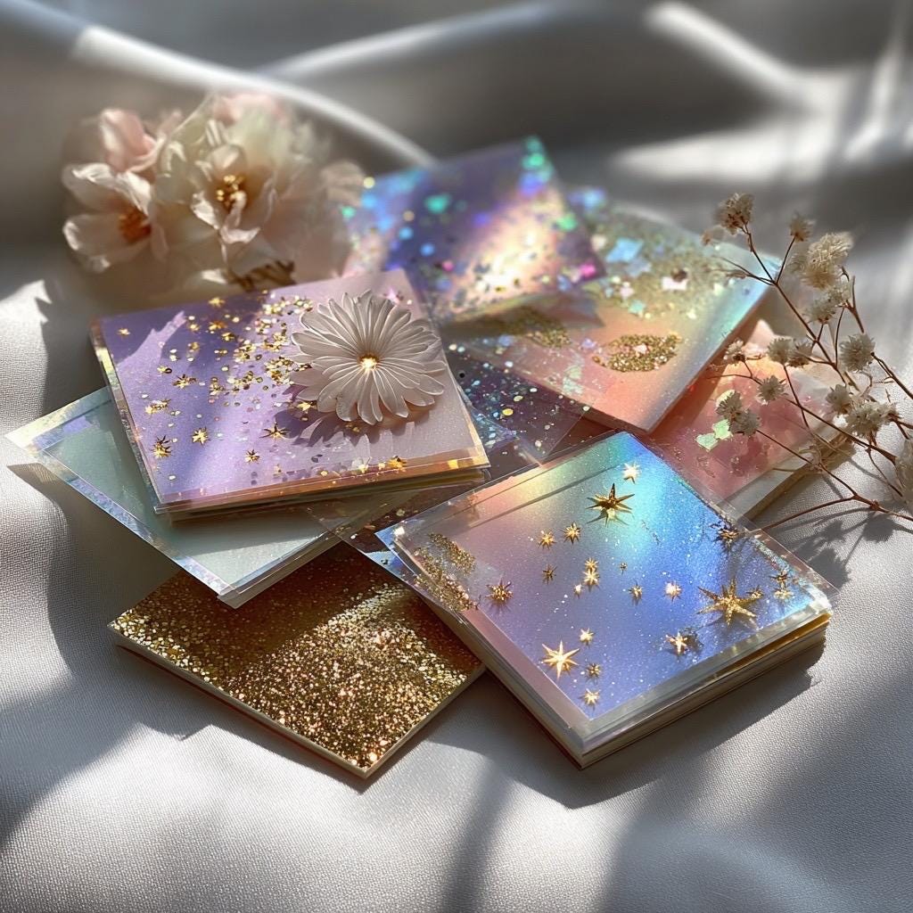 Himmels-Scrapbook-Papier-Überraschungspaket | Kuratiertes Holografisches & Pastell-Collagen-Set