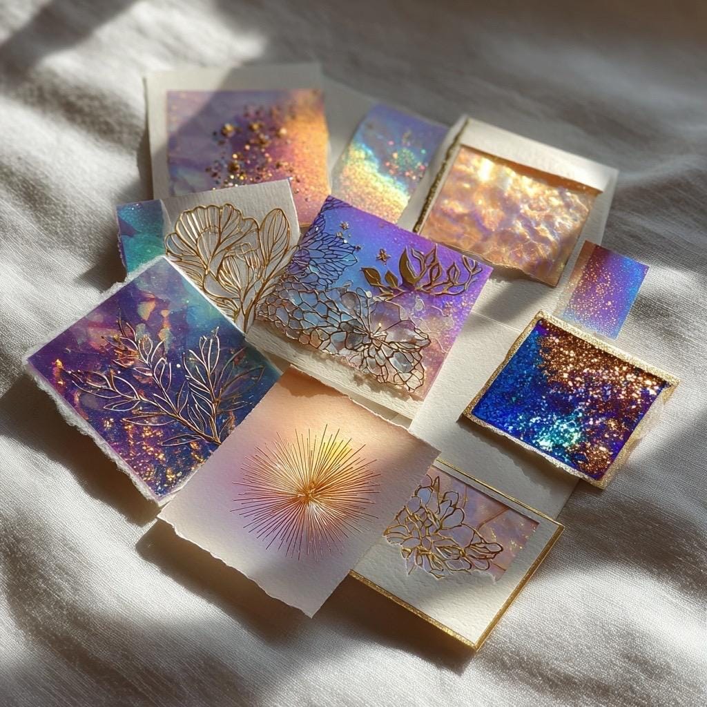Himmels-Scrapbook-Papier-Überraschungspaket | Kuratiertes Holografisches & Pastell-Collagen-Set