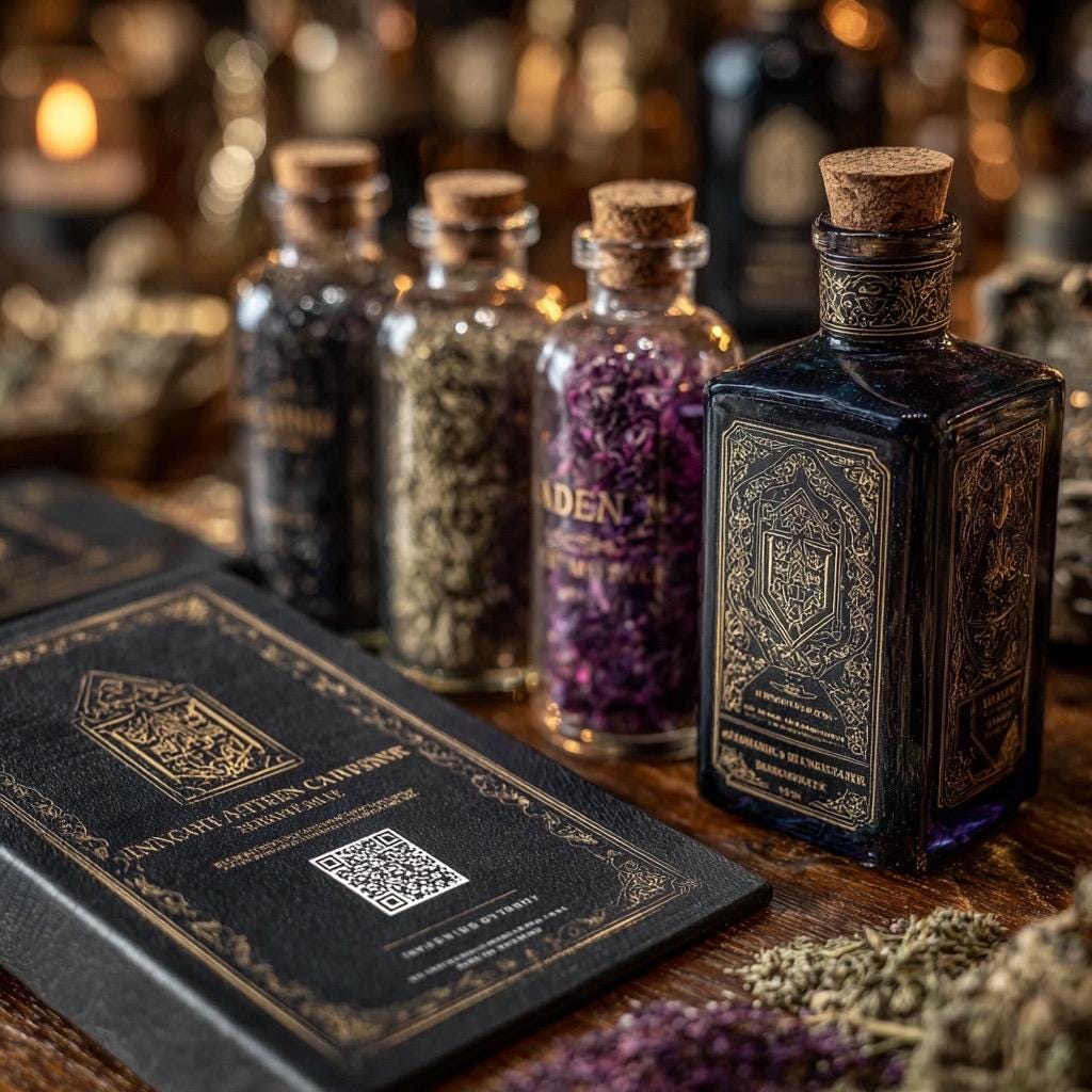 Verzauberte Alchemisten-Hexenbox Deluxe Ritual-Kit mit Tarotkarten