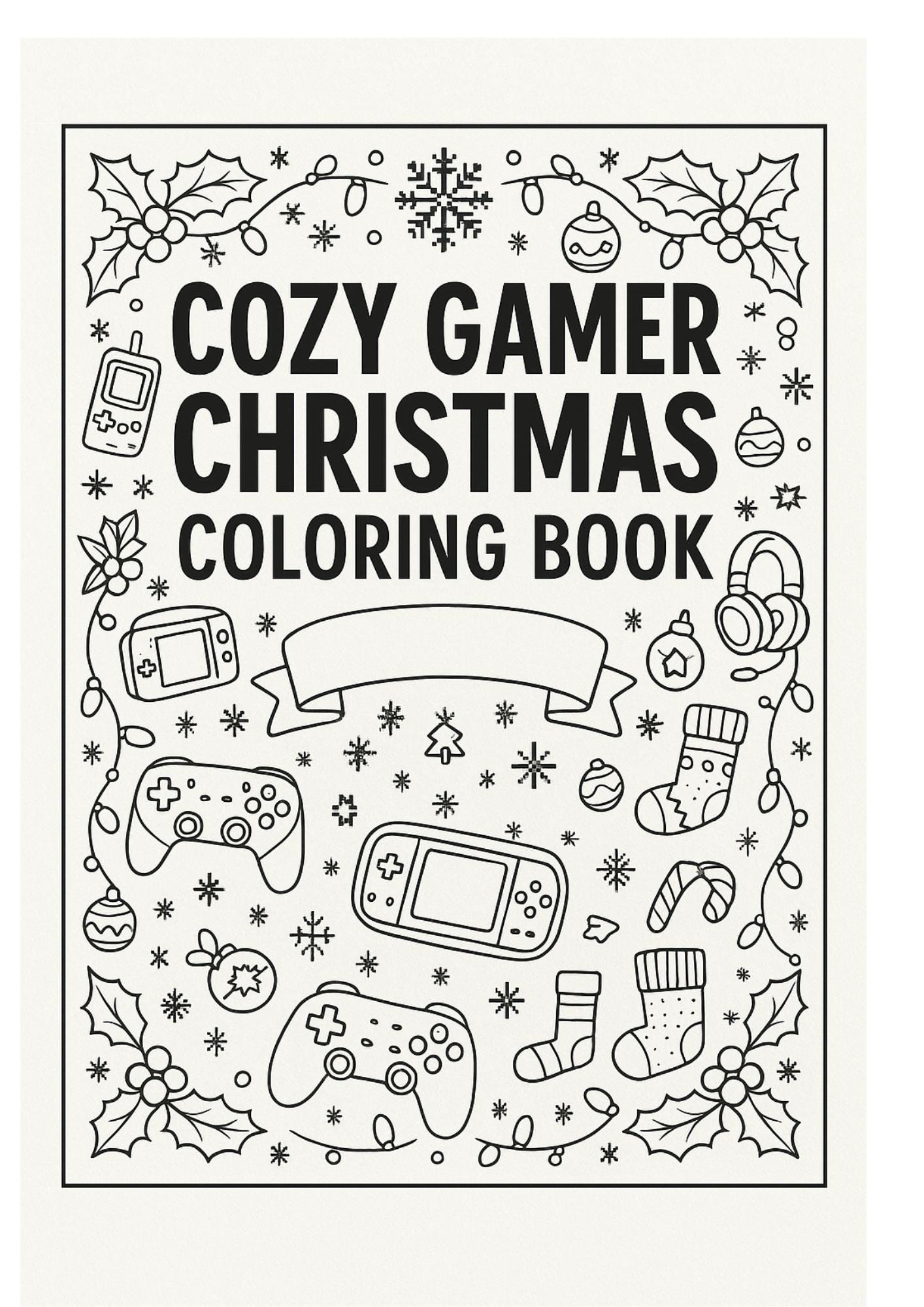 Gemütliches Weihnachts-Gaming-Malbuch Winter-Feiertags-Ausdrucke (Digitaler Download)