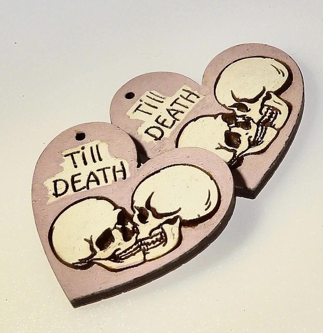 Totenkopf Gothic Herz Ohrringe, Pink
