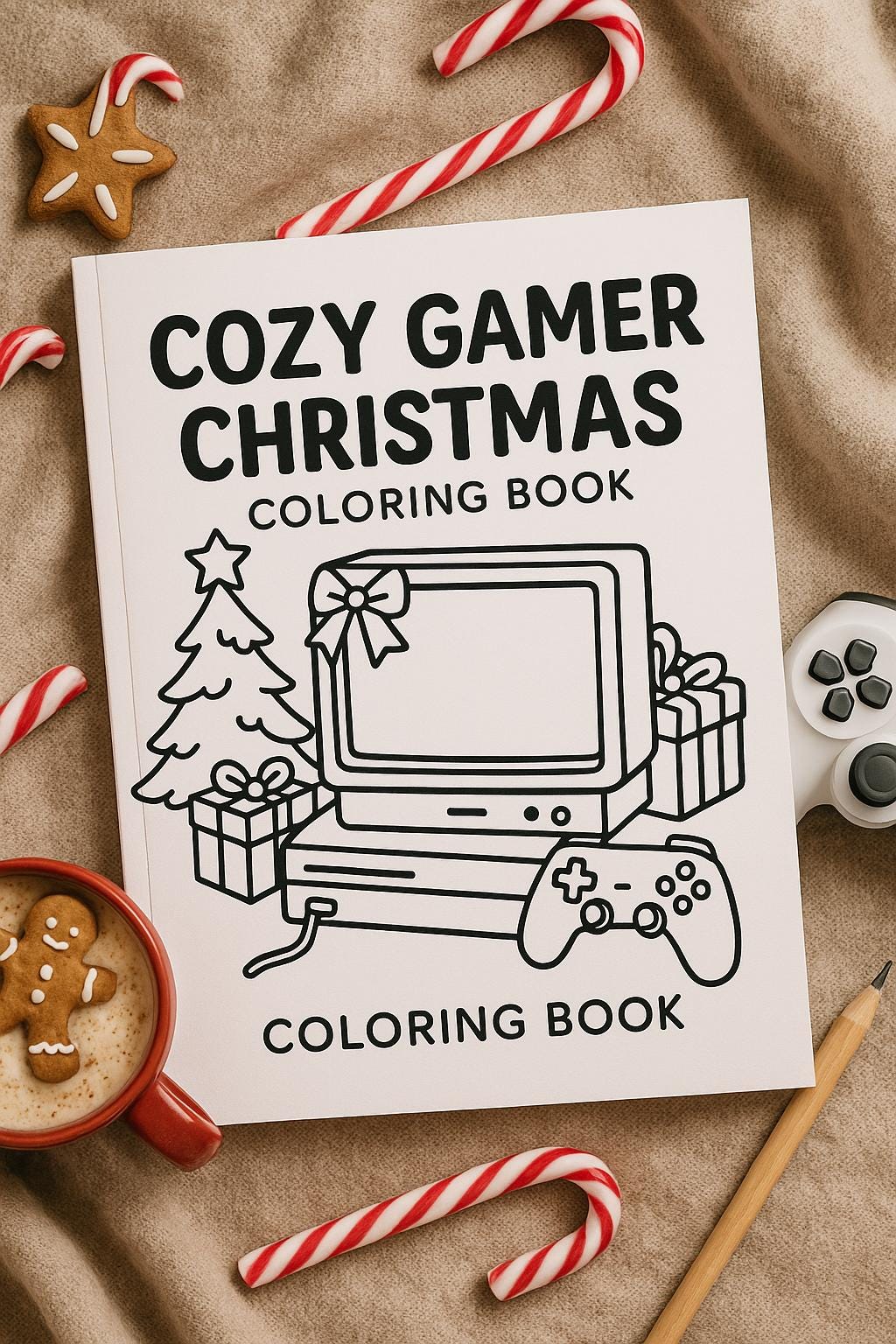 Gemütliches Weihnachts-Gaming-Malbuch Winter-Feiertags-Ausdrucke (Digitaler Download)