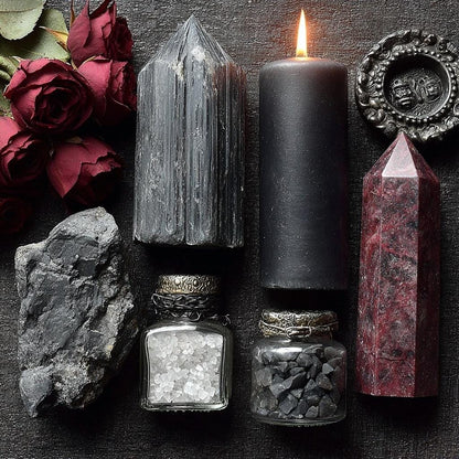 Schutz-Hexen-Set Bannritual mit Obsidian, Labradorit & Pyrit
