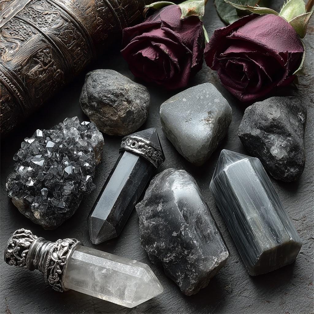 Schutz-Hexen-Set Bannritual mit Obsidian, Labradorit & Pyrit