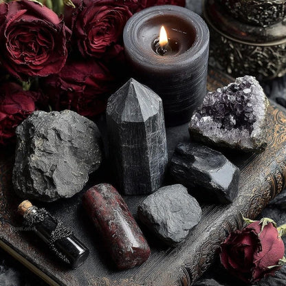 Schutz-Hexen-Set Bannritual mit Obsidian, Labradorit & Pyrit