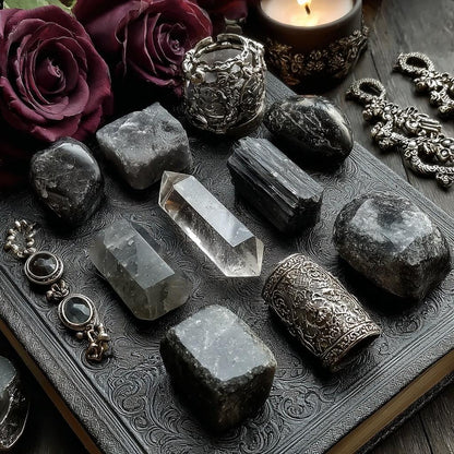 Schutz-Hexen-Set Bannritual mit Obsidian, Labradorit & Pyrit