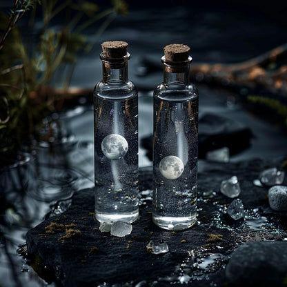 Moon Water Ritual Set | 2 Bottles | Current Lunar Phase | Charged Ritual Water | Witchy Altar Supply