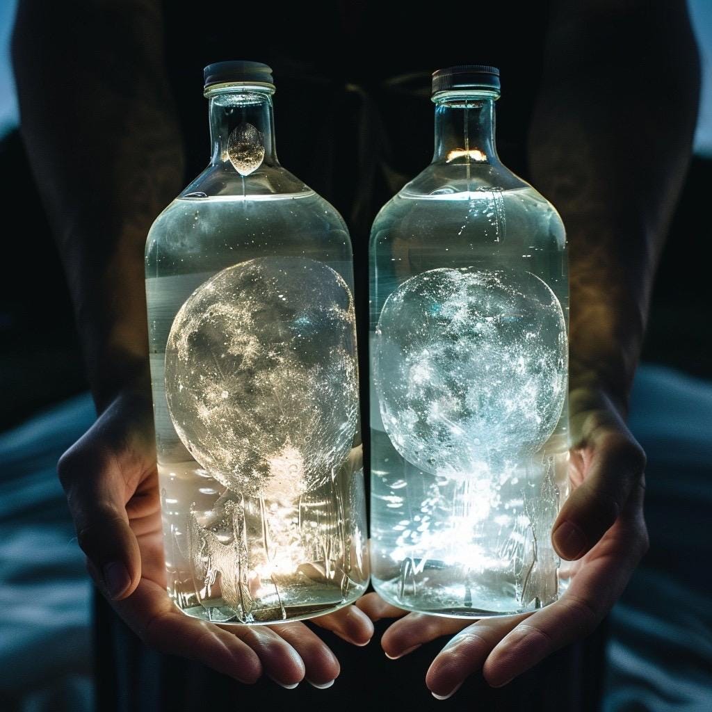 Moon Water Ritual Set | 2 Bottles | Current Lunar Phase | Charged Ritual Water | Witchy Altar Supply
