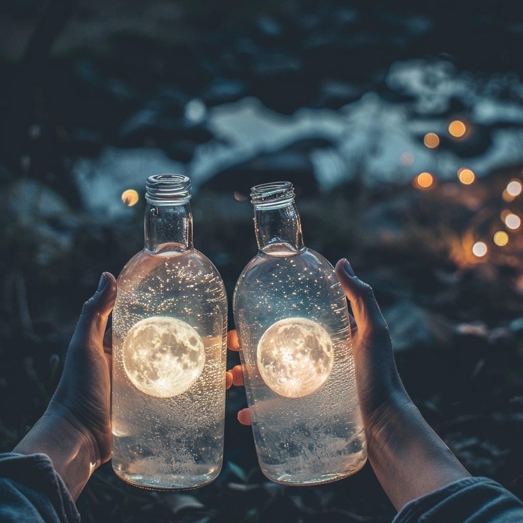 Moon Water Ritual Set | 2 Bottles | Current Lunar Phase | Charged Ritual Water | Witchy Altar Supply