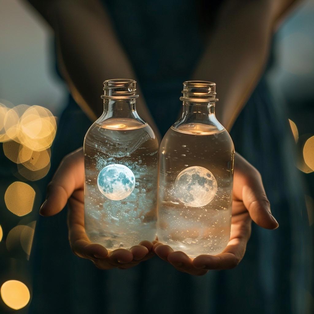 Moon Water Ritual Set | 2 Bottles | Current Lunar Phase | Charged Ritual Water | Witchy Altar Supply