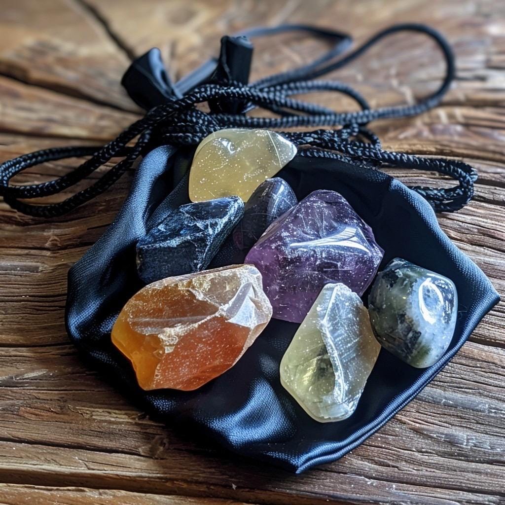 Crystal Mystery Teaser Bag | Winzige Steine | Hexentaschen-Kristalle | Kuratiertes Geschenk