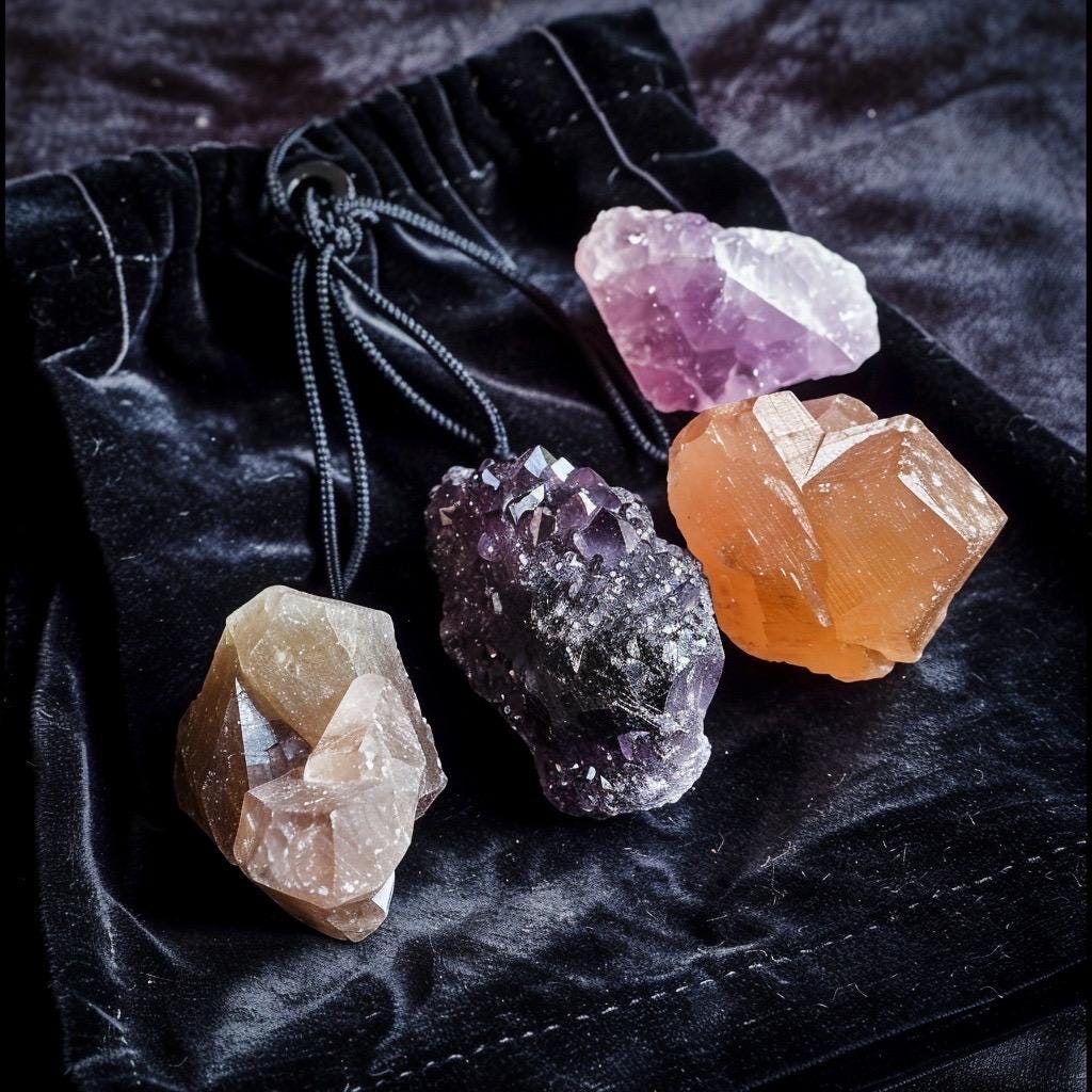Crystal Mystery Teaser Bag | Winzige Steine | Hexentaschen-Kristalle | Kuratiertes Geschenk