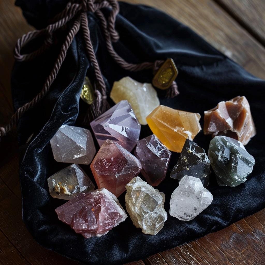 Crystal Mystery Teaser Bag | Winzige Steine | Hexentaschen-Kristalle | Kuratiertes Geschenk