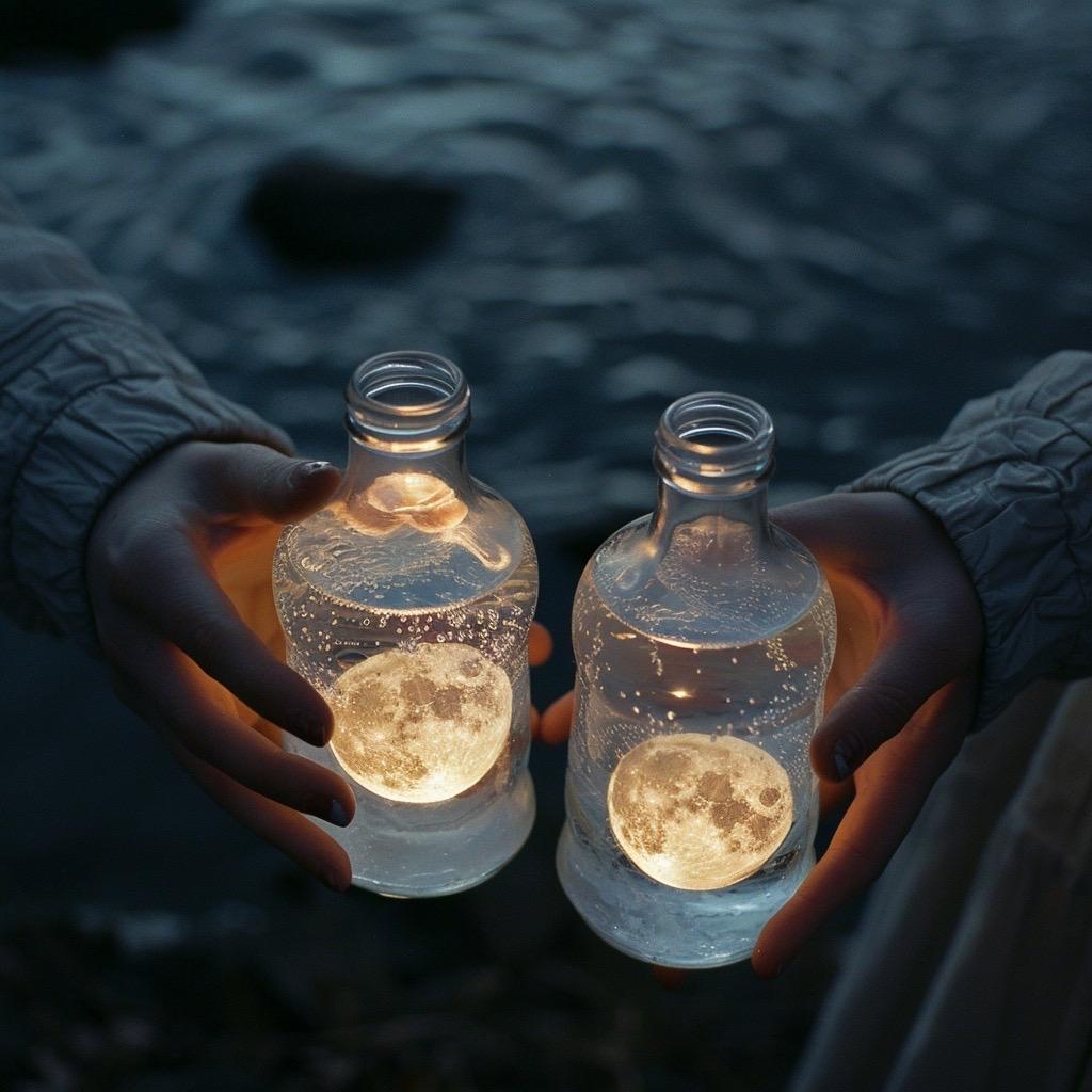 Moon Water Ritual Set | 2 Bottles | Current Lunar Phase | Charged Ritual Water | Witchy Altar Supply