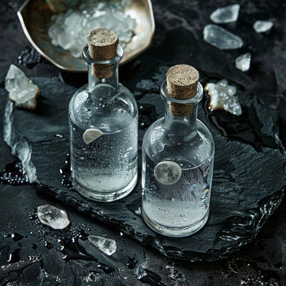 Moon Water Ritual Set | 2 Bottles | Current Lunar Phase | Charged Ritual Water | Witchy Altar Supply