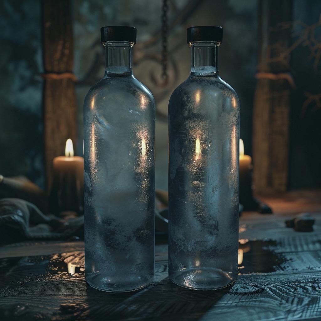 Moon Water Ritual Set | 2 Bottles | Current Lunar Phase | Charged Ritual Water | Witchy Altar Supply